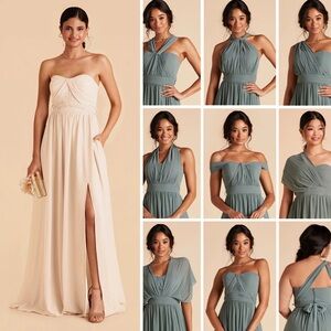 NWT Birdy Grey Grace Convertible Maxi Dress With Slit in Champagne | Small